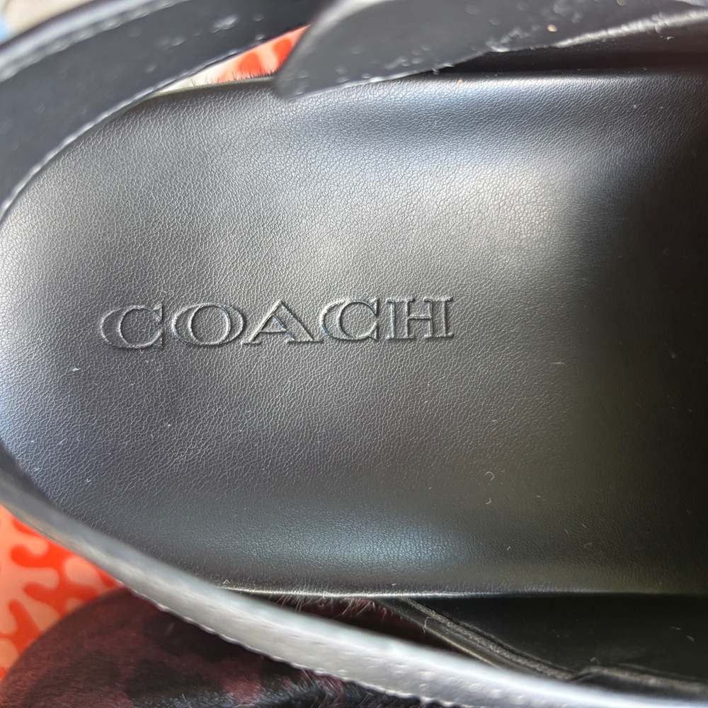 Coach Leopard Print Fur Clogs in Brown and Black - Picture 5 of 7